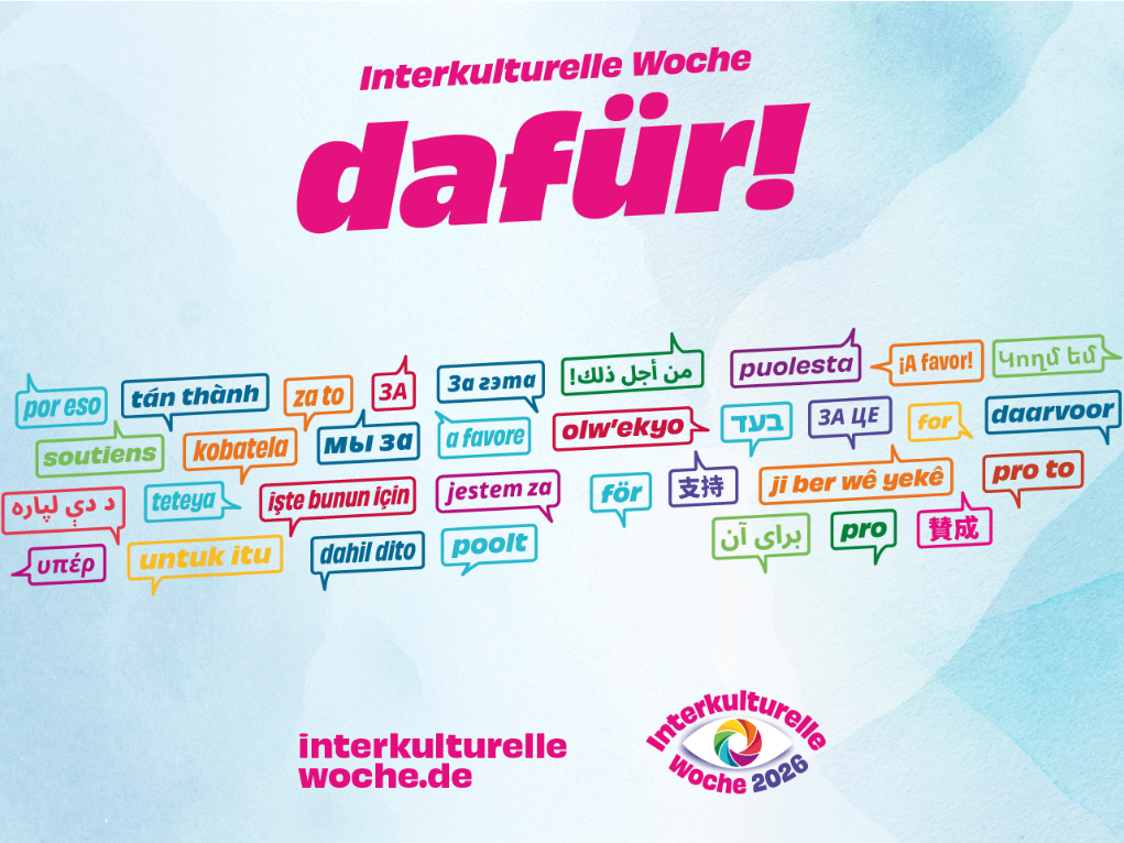 dafür - Werbeplakat Interkulturelle Woche FIM